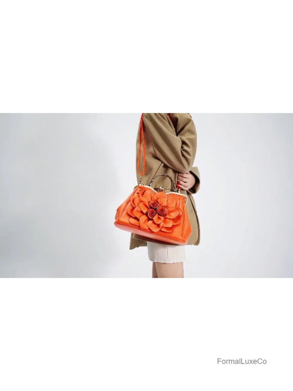 Faux Leather Evening Clutch with Kiss Lock Closure